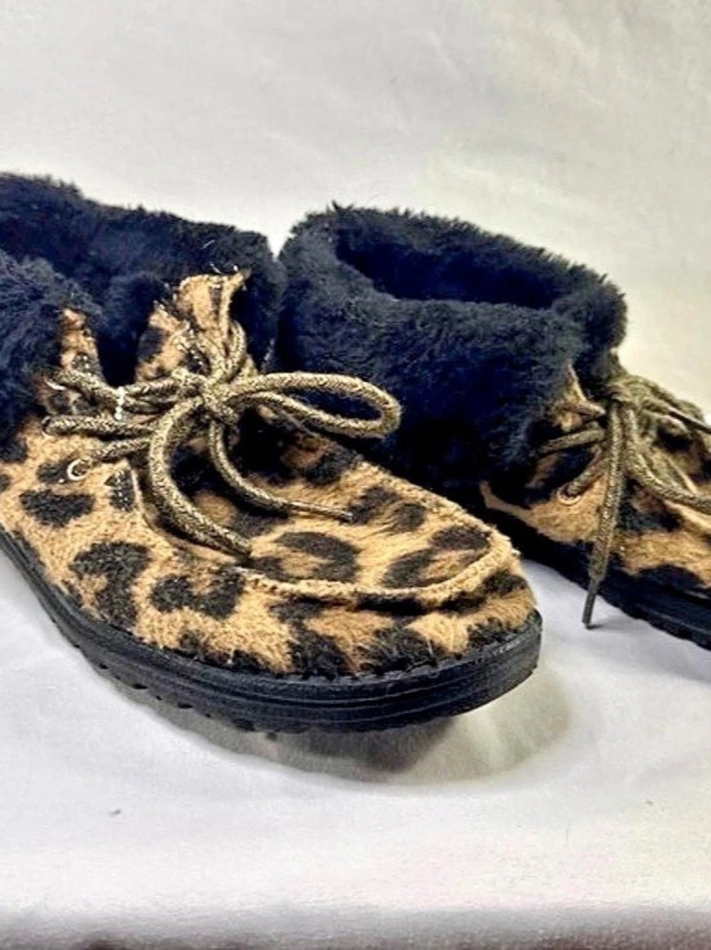 Hey Dude Helis Leopard / Helis Leo Nut Leopard Print Faux-Fur Slippers US 10